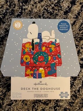 Hallmark Deck the Doghouse Peanuts Puzzle - Red & Blue